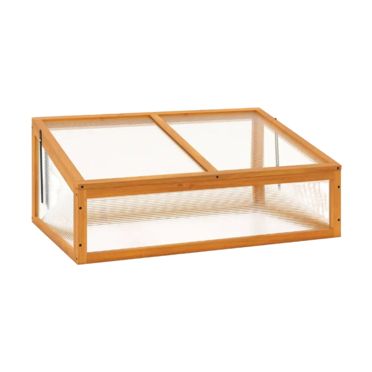 Wood Cold Frame Greenhouse – Fir Wood Raised Garden Bed Cover with Adjustable Polycarbonate Roof