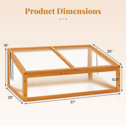 Wood Cold Frame Greenhouse – Fir Wood Raised Garden Bed Cover with Adjustable Polycarbonate Roof