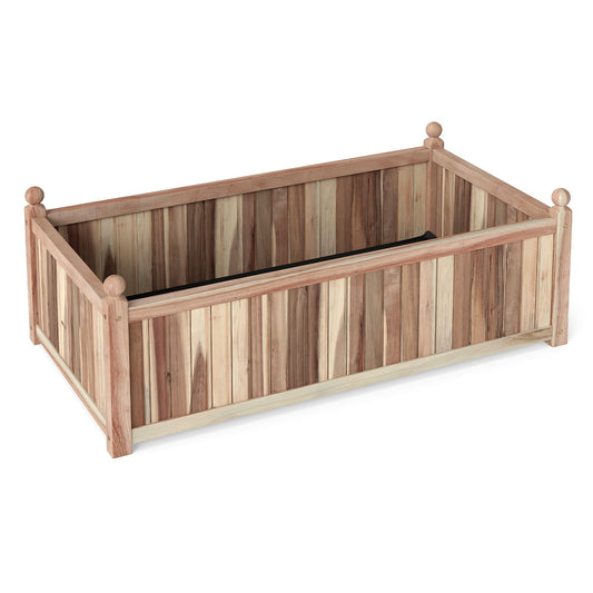 Natural Acacia Wood Raised Garden Bed – Outdoor Wooden Planter Box with Removable Bottom & Drainage Liner