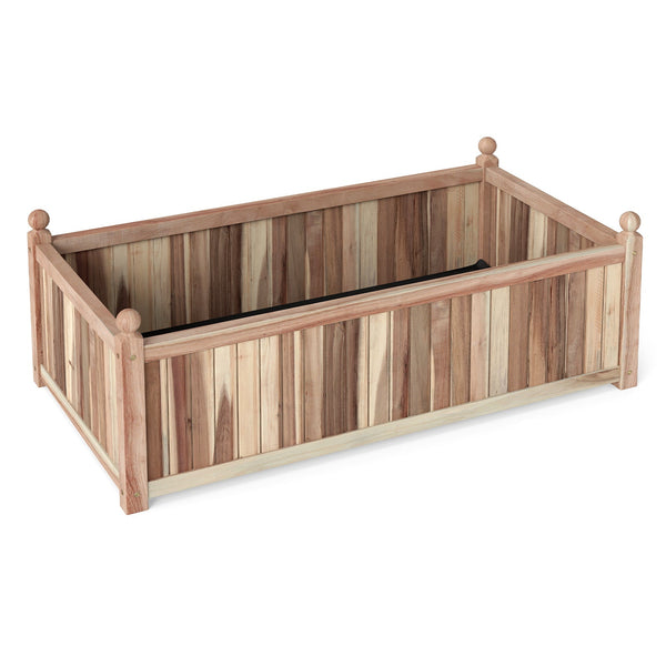 Natural Acacia Wood Raised Garden Bed – Outdoor Wooden Planter Box with Removable Bottom & Drainage Liner
