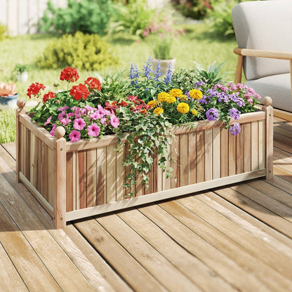 Natural Acacia Wood Raised Garden Bed – Outdoor Wooden Planter Box with Removable Bottom & Drainage Liner