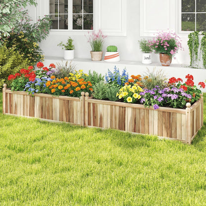Natural Acacia Wood Raised Garden Bed – Outdoor Wooden Planter Box with Removable Bottom & Drainage Liner