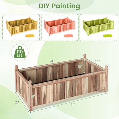 Natural Acacia Wood Raised Garden Bed – Outdoor Wooden Planter Box with Removable Bottom & Drainage Liner