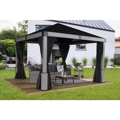 Lena 12 Ft. X 12 Ft. Grey Hard Top Rustproof Aluminum Framed Gazebo