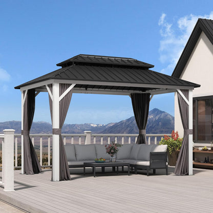 Hardtop Gazebo 8' X 12' Galvanized Steel Roof White Frame