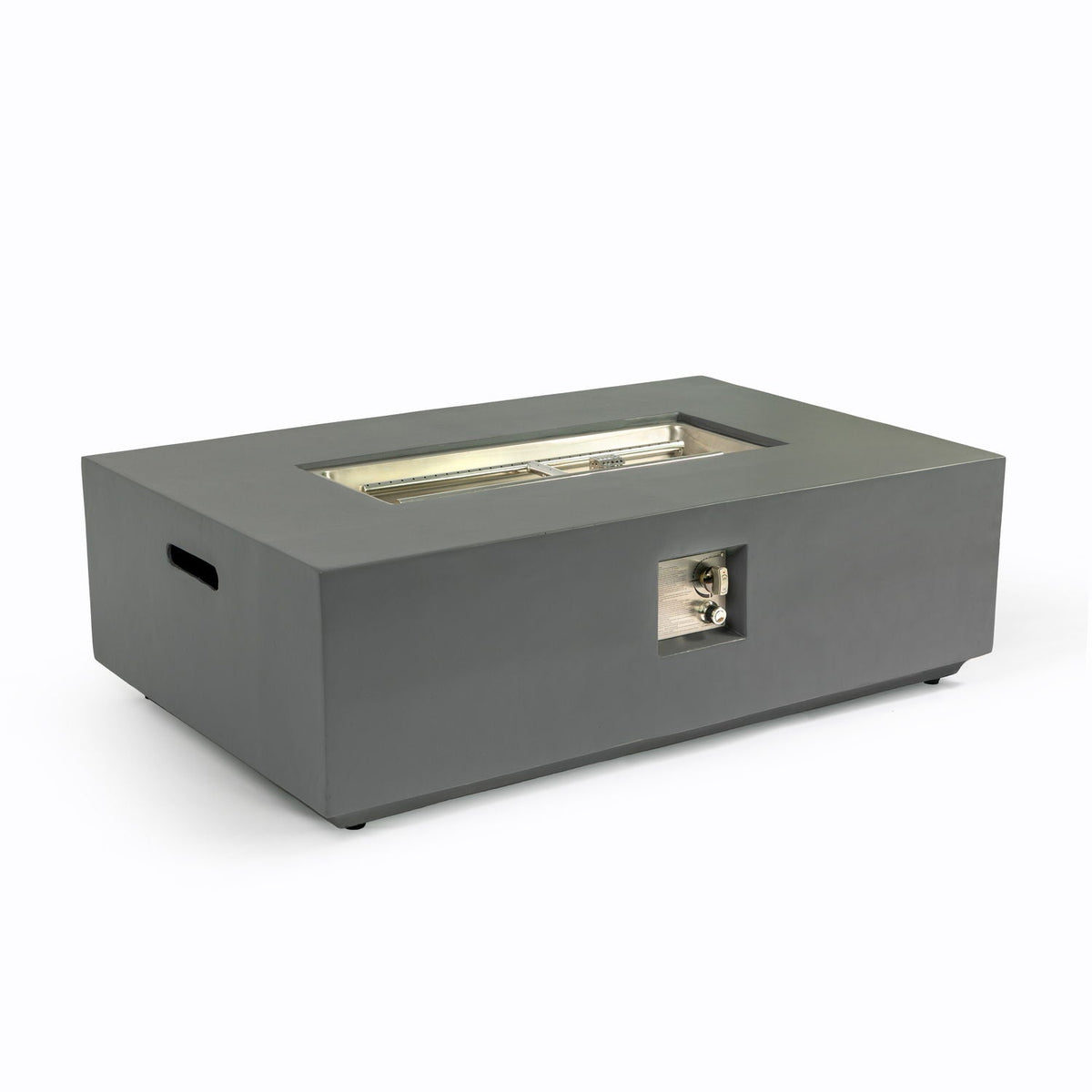 Volon 48" × 30" Rectangular Fiber‑Concrete Fire Pit Table – Light Gray - 50,000 BTU