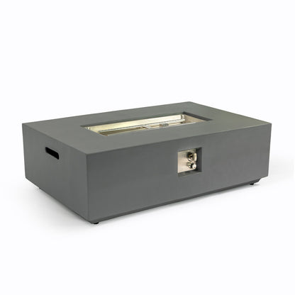 Volon 48" × 30" Rectangular Fiber‑Concrete Fire Pit Table – Light Gray - 50,000 BTU