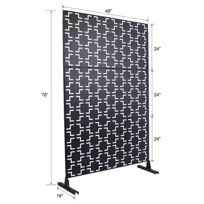 4 Ft. X 6.33 Ft. Black Outdoor and Indoor Freestanding Metal Privacy Screen Fence Panels for Lawn Garden (Not Composite)