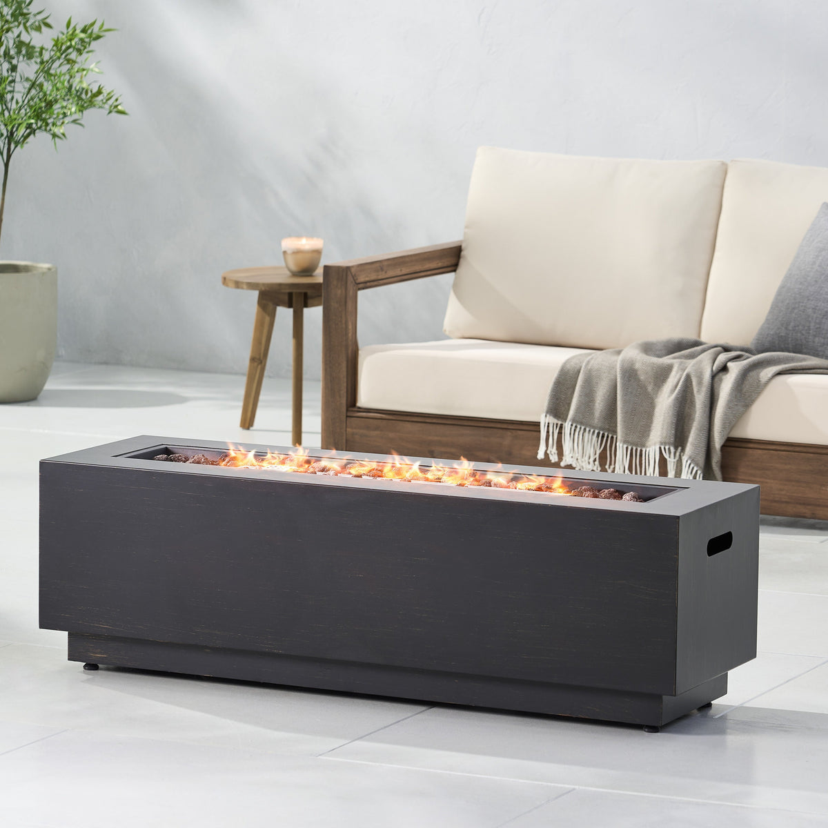 48" Contemporary Rectangular Propane Fire Pit – 50,000 BTU