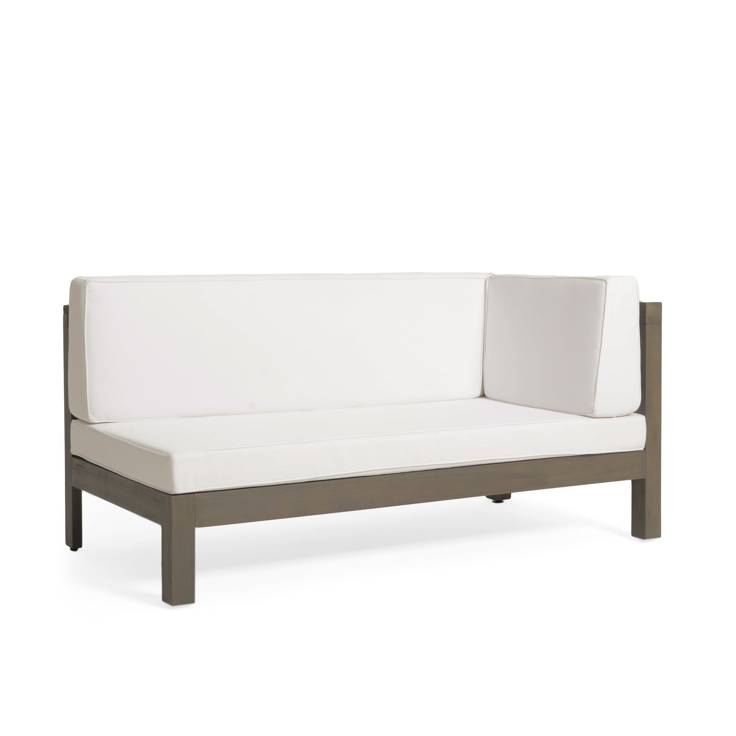 OANA Outdoor Wooden Sectional Set with Cushions, White