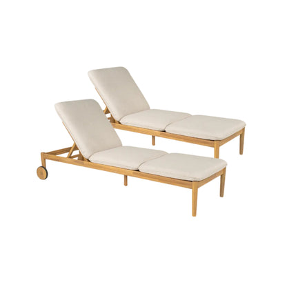 Riviera Outdoor Chaise Lounge with Wheels, Acacia Wood Frame (Set of 2)