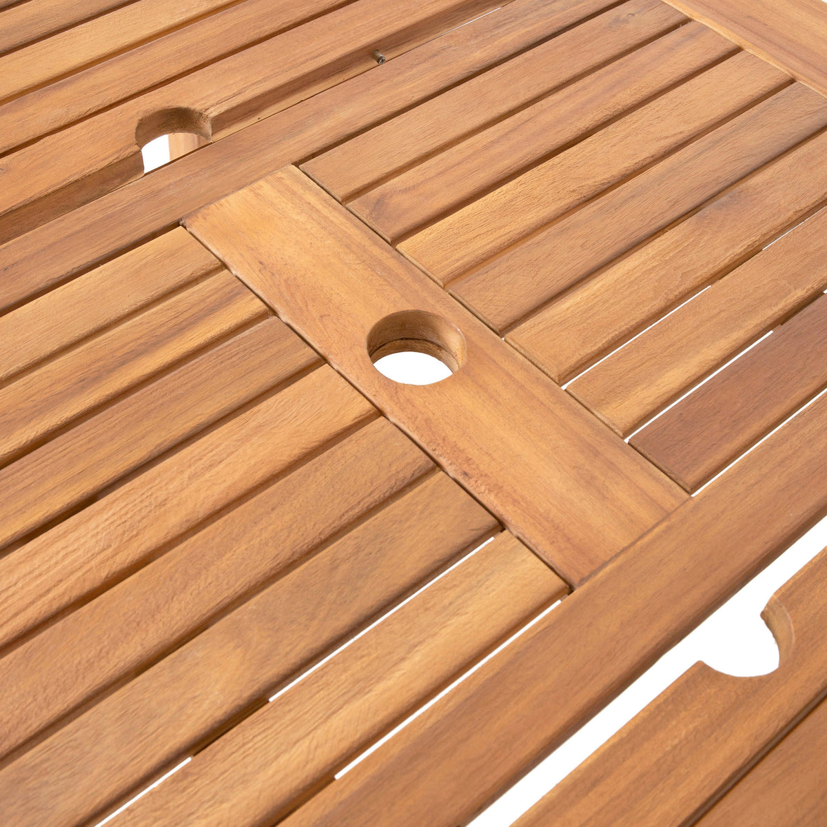 Teak‑Finish Acacia Dining Set with Rope‑Woven Armchairs (7‑Piece)