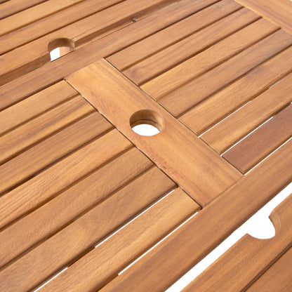 Teak‑Finish Acacia Dining Set with Rope‑Woven Armchairs (7‑Piece)