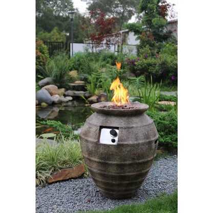 Pompeii 26 In. High Barrel Concrete Liquid Propane Fire Pit