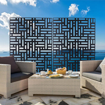 4 Ft. X 6.33 Ft. Black Outdoor and Indoor Freestanding Metal Privacy Screen Fence Panels outside Garden(Not Composite)