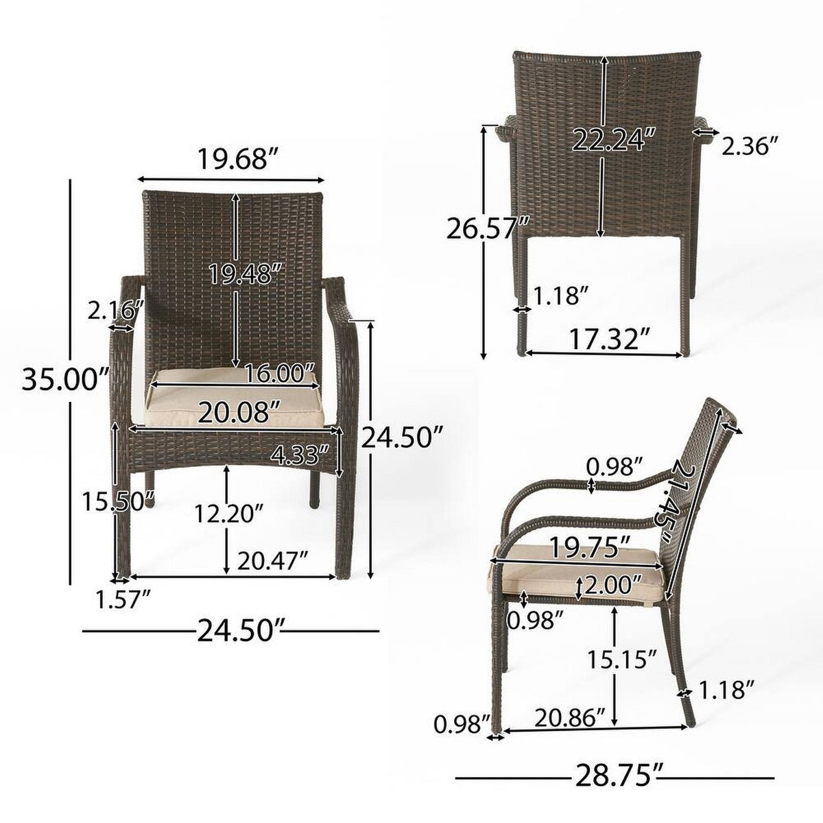 6‑Piece Outdoor Acacia Wood Dining Set with PE Rattan Chairs & Handwoven Rattan Legs