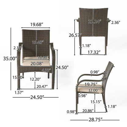 6‑Piece Outdoor Acacia Wood Dining Set with PE Rattan Chairs & Handwoven Rattan Legs