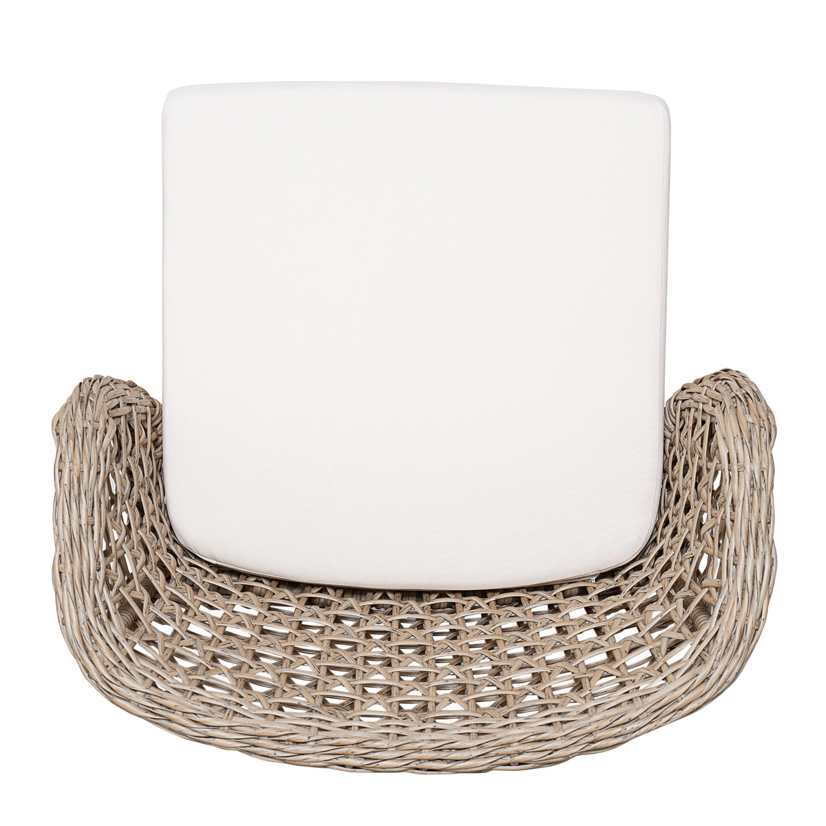 Outdoor Bar Stools — Acacia Wood, Wicker Backrest & Plush Beige Cushions (Set of 4)