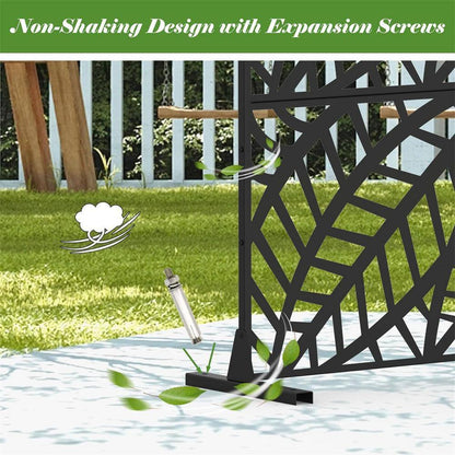 Anky 70.75 In. Steel Garden Fence, Metal Privacy Screens and Panels with Free Standing, Leaf-Shaped