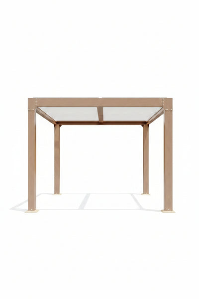 10' × 10' Wood‑Grain Aluminum Louvered Pergola – Adjustable Roof & Drainage