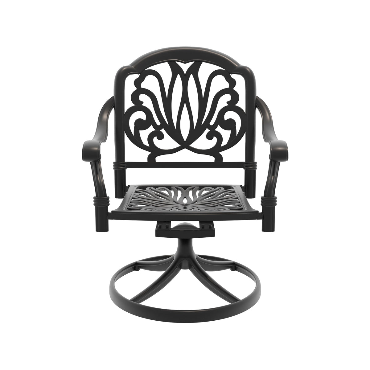 9-Piece Cast Aluminum Patio Dining Set with Swivel Chairs - Black