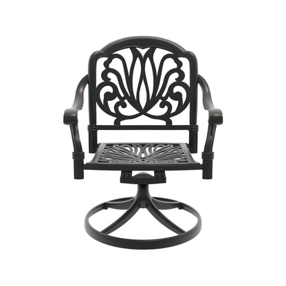 9-Piece Cast Aluminum Patio Dining Set with Swivel Chairs - Black