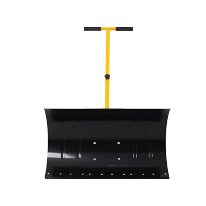 15 In. Steel Angle-Adjustable Handle Steel Heavy-Duty Snow Shovel Rolling Pusher with 29 In. Blade, 10 In. Wheels