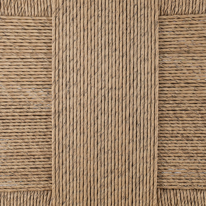 4‑Piece Acacia Wood Outdoor Bar Stool Set — Teak Finish with Woven Wicker & Cream Cushions