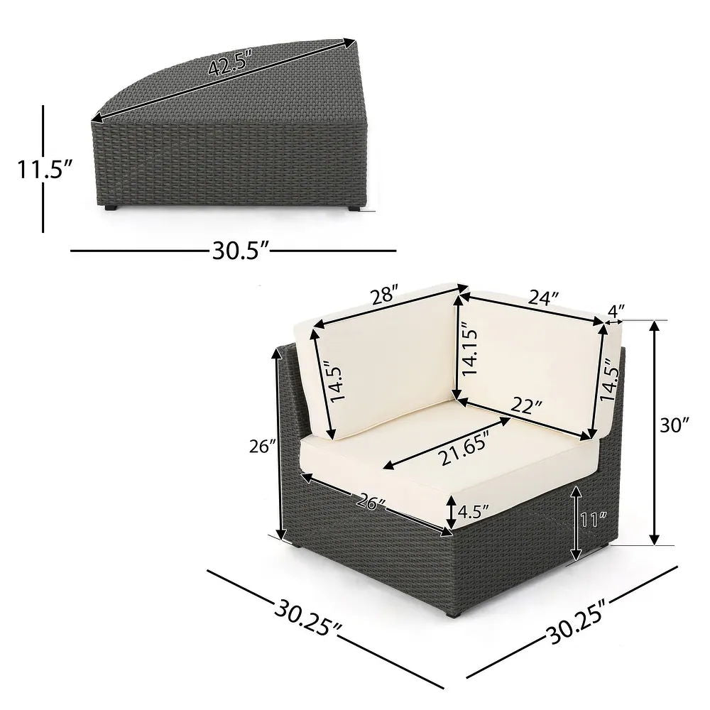 Santa Cruz Outdoor 8‑Piece Wicker Sectional Set – Weather‑Resistant Patio Seating with Cushions