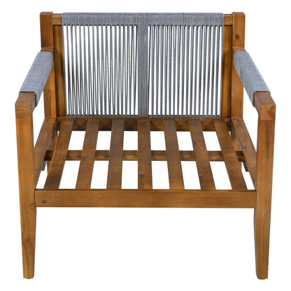 Acacia Wood Outdoor Modular Seating Set with Rope Accents & Water‑Resistant Cushions – 3‑Piece