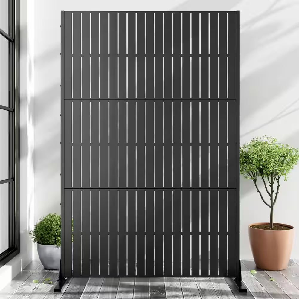 72 In. H X 47 In. W Wall Sculptures Outdoor Privacy Screens Garden Fence in Black