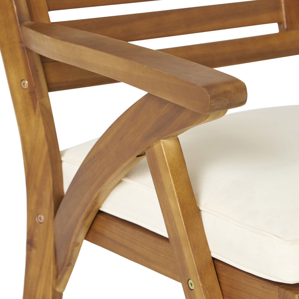 6-Piece Acacia Wood Dining Set with Cushions & Handwoven Rattan Legs