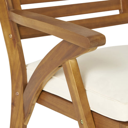 6-Piece Acacia Wood Dining Set with Cushions & Handwoven Rattan Legs