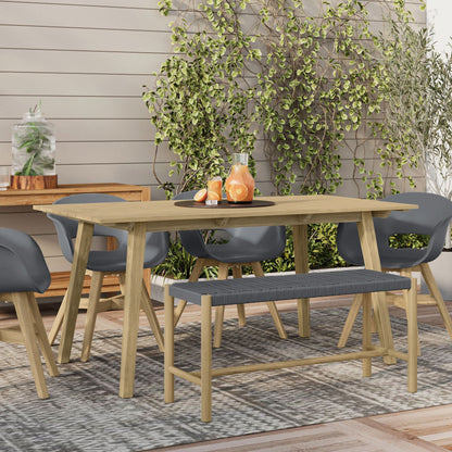 Dahlia Outdoor/Indoor Acacia Wood Bench with Hand‑Wrapped Rope Seat