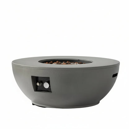 36" Round Steel Propane Fire Pit Table – 50,000 BTU Concrete Finish