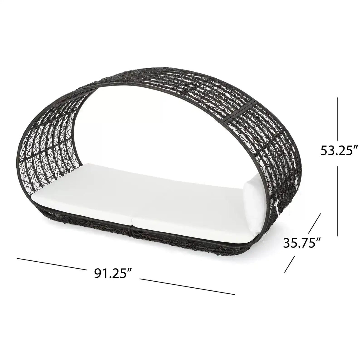 Abigal Outdoor Wicker Daybed with Cushion – Contemporary Patio Lounge