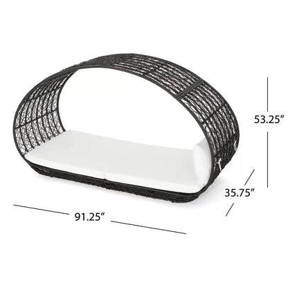 Abigal Outdoor Wicker Daybed with Cushion – Contemporary Patio Lounge