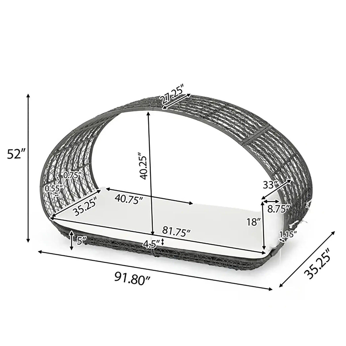 Abigal Outdoor Wicker Daybed with Cushion – Contemporary Patio Lounge