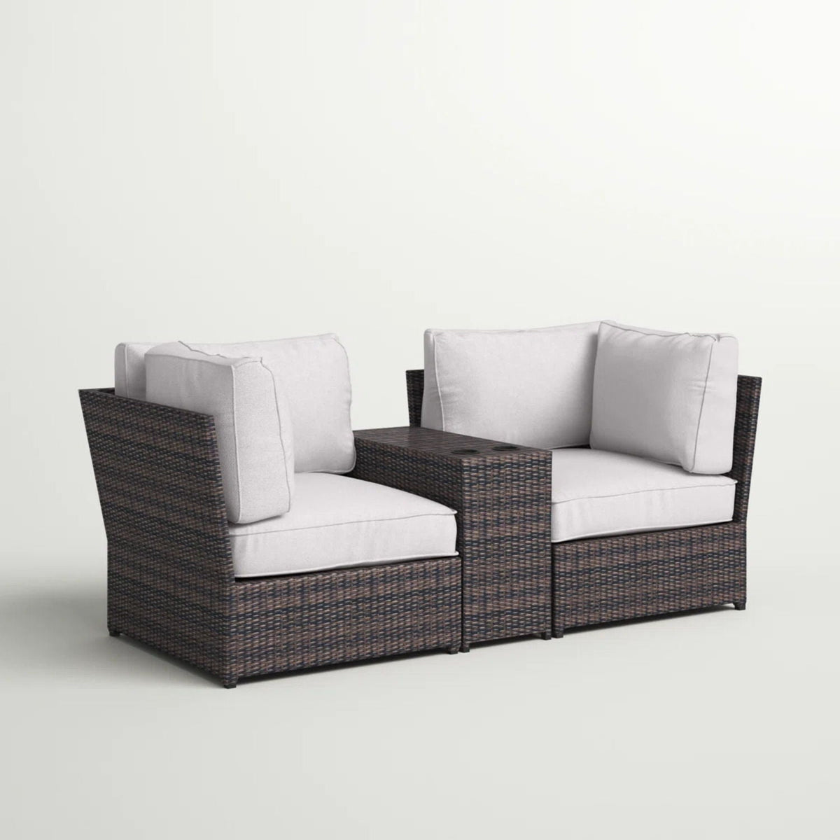 Patio Loveseat Group with Cushions – Weather‑Resistant HDPE Wicker & Rustproof Aluminum