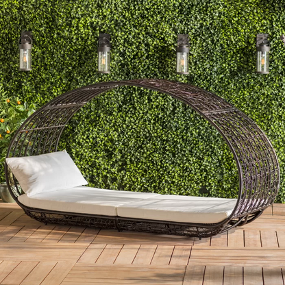 Lavina 91.25'' Wicker Outdoor Patio Canopy Daybed