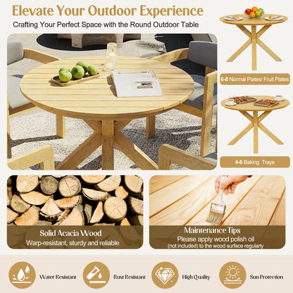 5‑Piece Outdoor Acacia Wood Round Dining Set