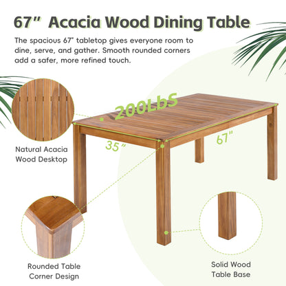 TOPMAX Patio 7pcs Wooden Dining Table Set