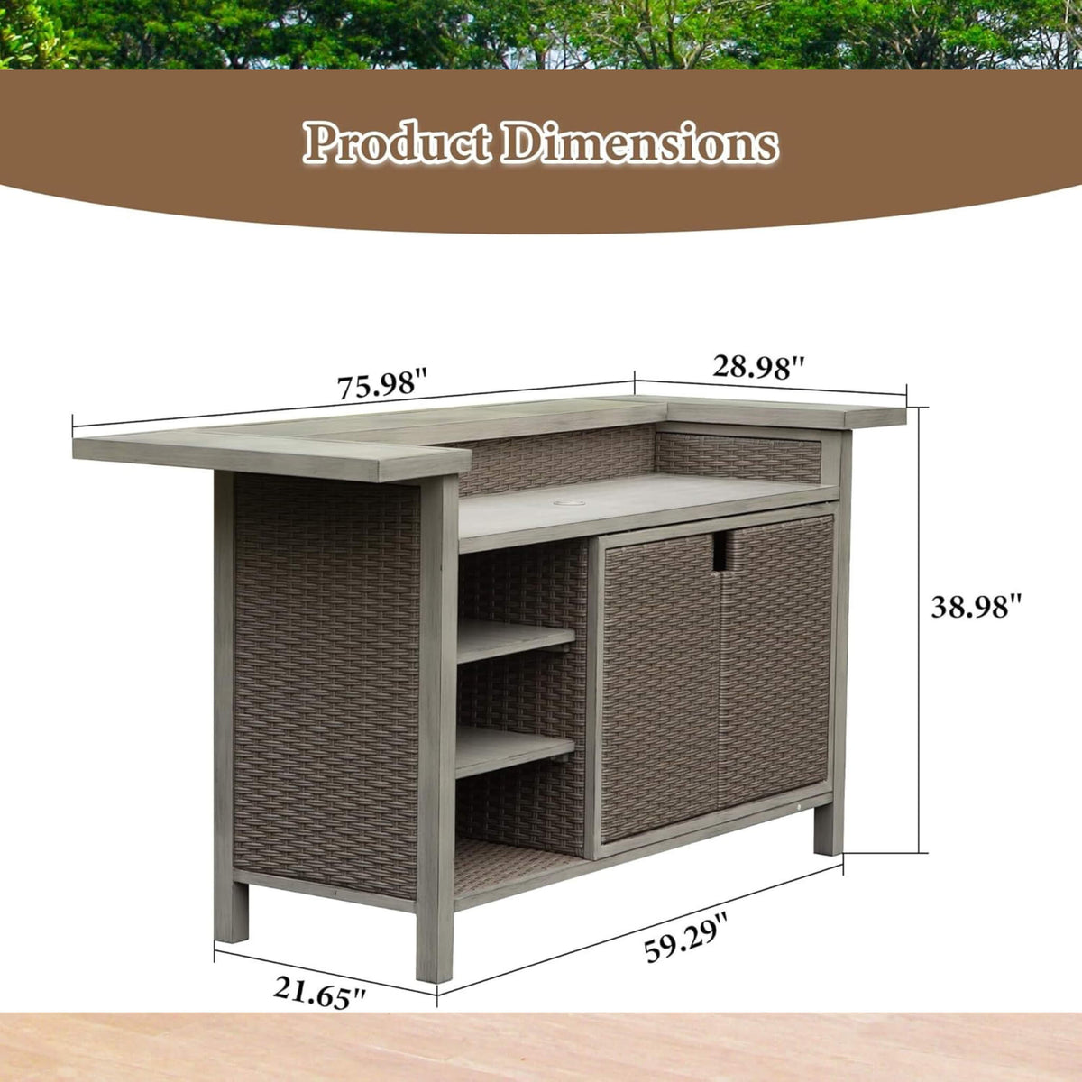 Premium All-Weather Spacious Outdoor Patio Bar Table With Aluminum Frame