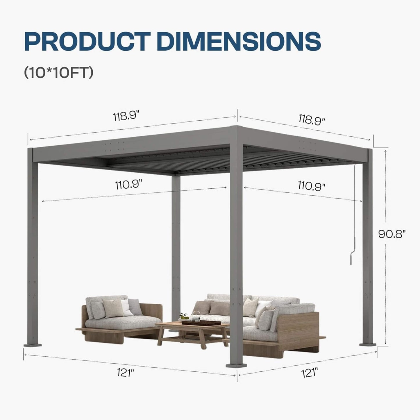 Alora Aluminum Louvered Pergola Kit With Adjustable Roof & Drainage