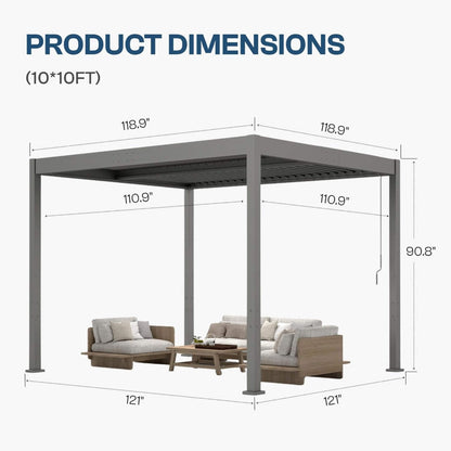 Alora Aluminum Louvered Pergola Kit With Adjustable Roof & Drainage