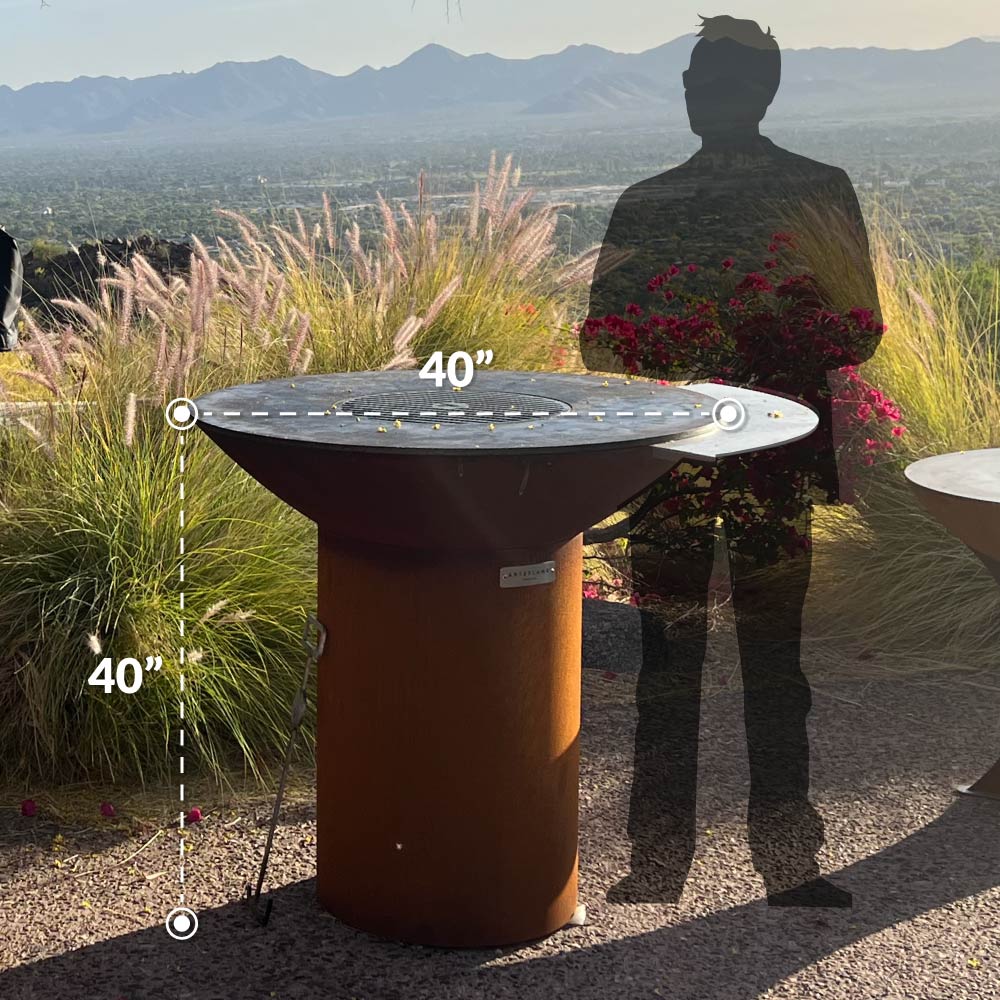 Arteflame Classic 40″ Grill with Storage Base – CORTEN Steel Outdoor Grill & Fire Bowl