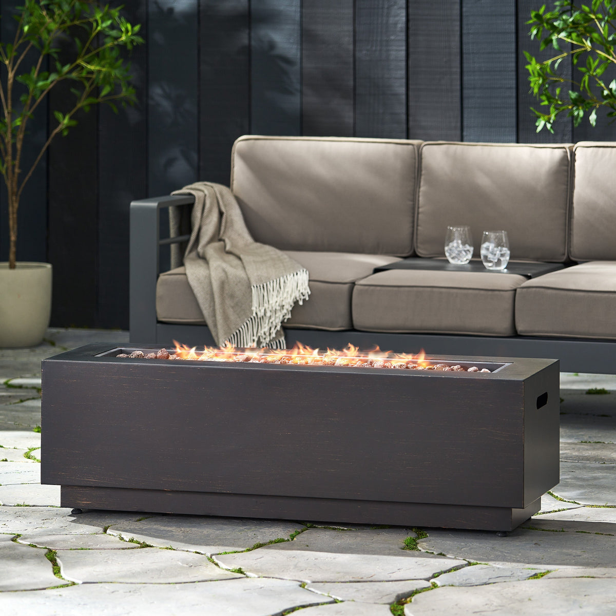 48" Contemporary Rectangular Propane Fire Pit – 50,000 BTU