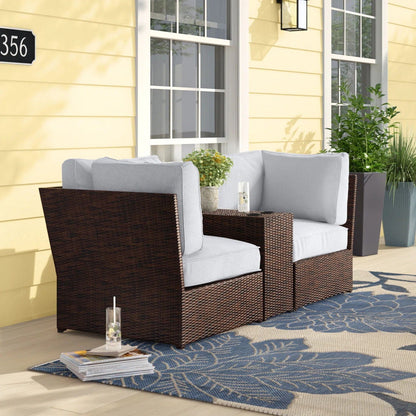 Patio Loveseat Group with Cushions – Weather‑Resistant HDPE Wicker & Rustproof Aluminum