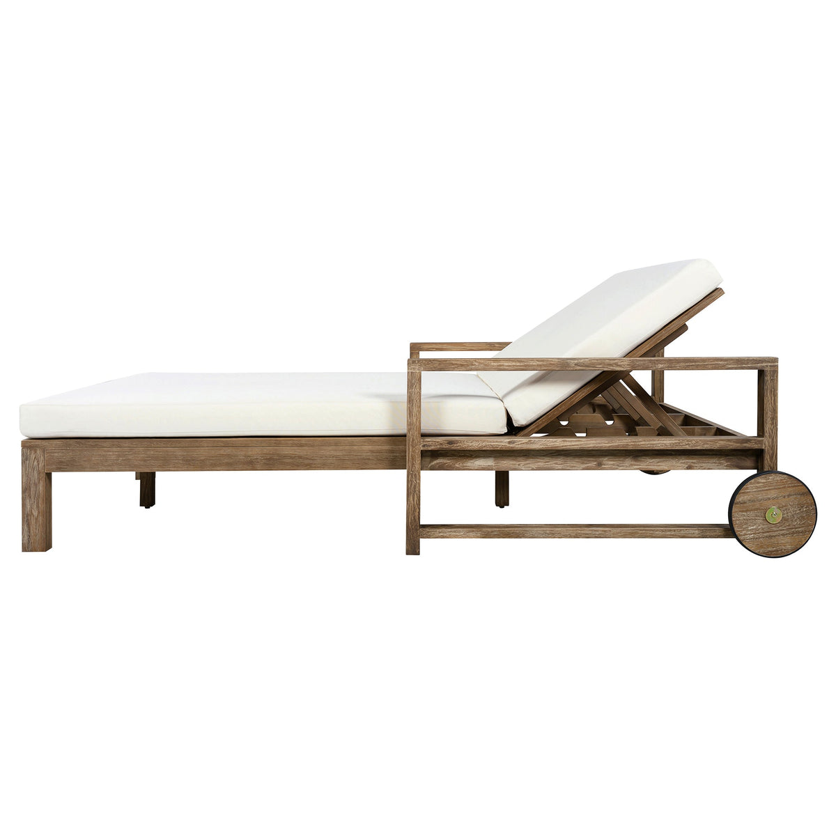 TREXM 1‑Piece Farmhouse Wooden Outdoor Sunbed for 2