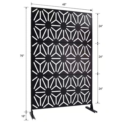 4 Ft. X 6.33 Ft. Black Outdoor and Indoor Freestanding Metal Privacy Screen Fence Panels for outside Lawn Garden
